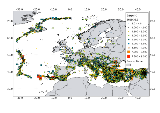 SHARE European Earthquake Catalog: All events of MW≥3.5.