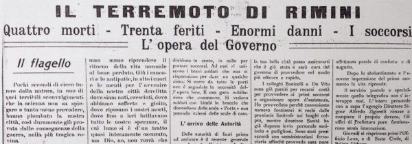I titoli di prima pagina del settimanale Corriere Riminese del 27 agosto 1916