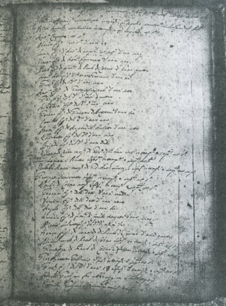 Nota de morti per causa del terremoto sortito ad otto settembre 1694 ad hore 18 trascritta nel registro dei morti conservato nell’Archivio Parrocchiale di S.Canio di Calitri.