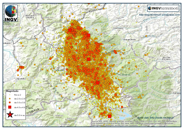 La sequenza sismica in Italia Centrale nel mese di novembre 2016.