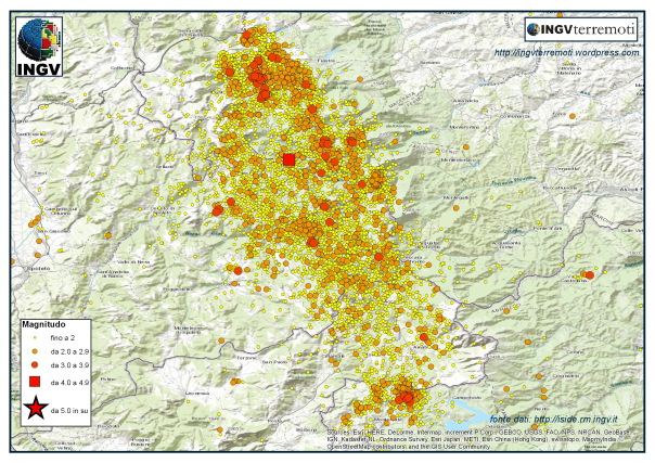 La sequenza sismica in Italia Centrale nel mese di dicembre 2016.